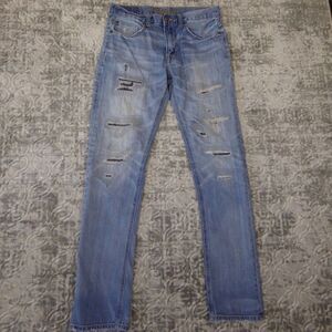 American Eagle Jeans Mens 30x34 Blue Slim Straight Core Flex Denim Distressed